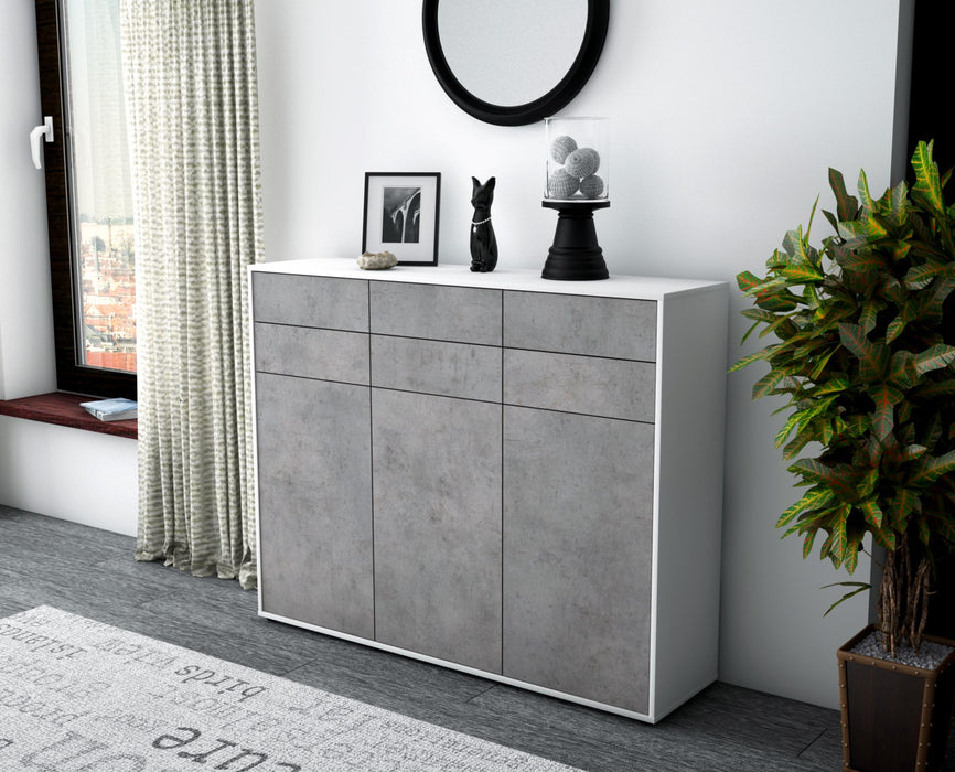 Highboard Martina, Beton Seite (136x108x35cm) - Stil.Zeit Möbel GmbH