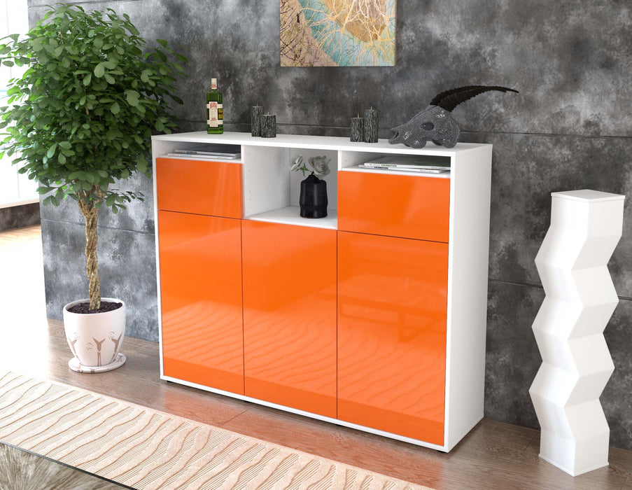 Highboard Melena, Orange Seite (136x108x35cm) - Stil.Zeit Möbel GmbH