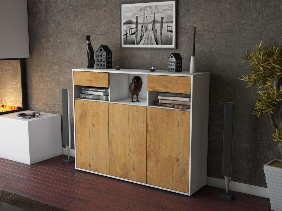 Highboard Mena, Eiche Seite (136x108x35cm) - Stil.Zeit Möbel GmbH