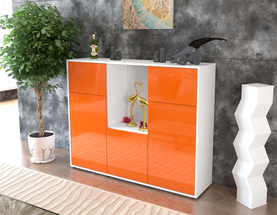 Highboard Michelle, Orange Seite (136x108x35cm) - Stil.Zeit Möbel GmbH