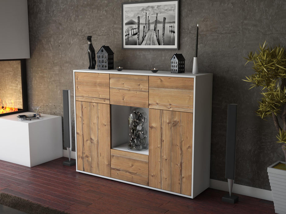 Highboard Milou, Pinie Seite (136x108x35cm) - Stil.Zeit Möbel GmbH