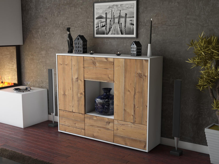 Highboard Mimma, Pinie Seite (136x108x35cm) - Stil.Zeit Möbel GmbH