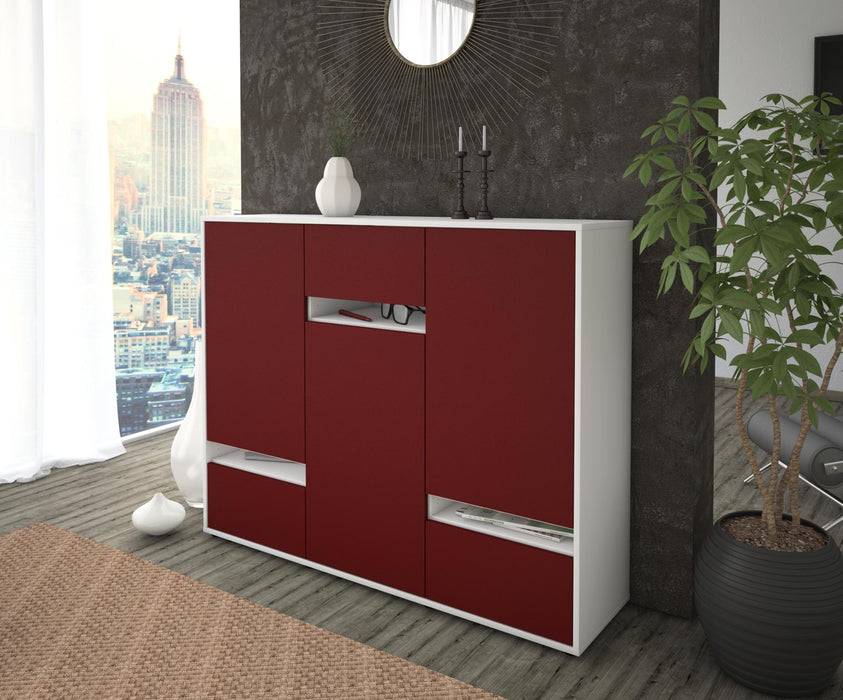 Highboard Mirella, Bordeaux Seite (136x108x35cm) - Stil.Zeit Möbel GmbH