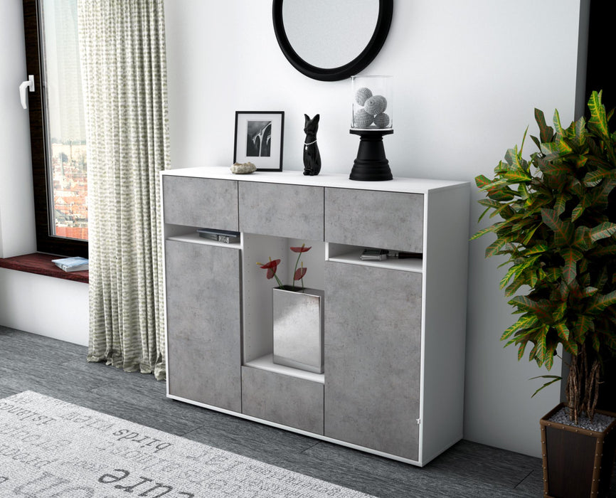 Highboard Nadia, Beton Seite (136x108x35cm) - Stil.Zeit Möbel GmbH