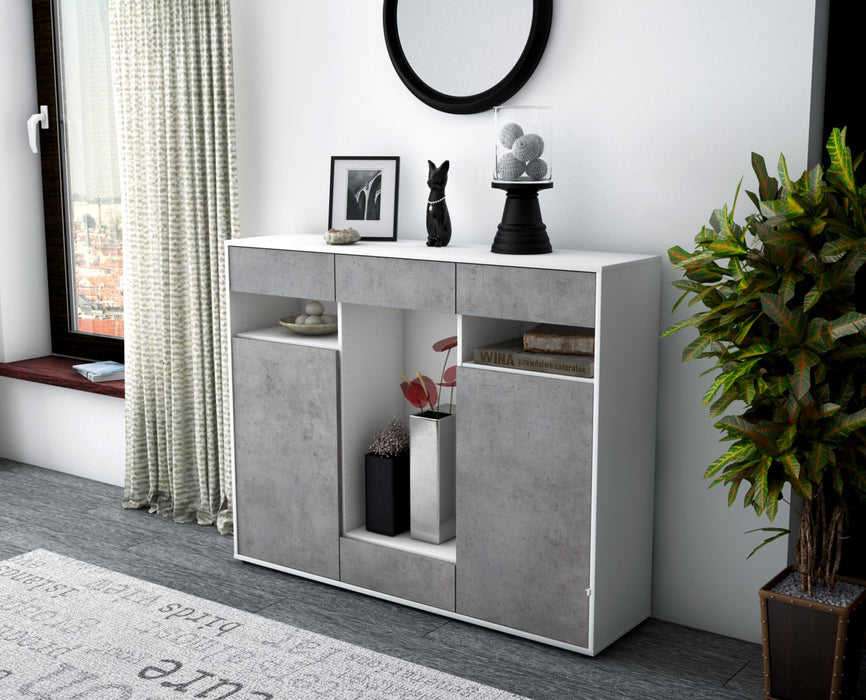 Highboard Name, Beton Seite (136x108x35cm) - Stil.Zeit Möbel GmbH