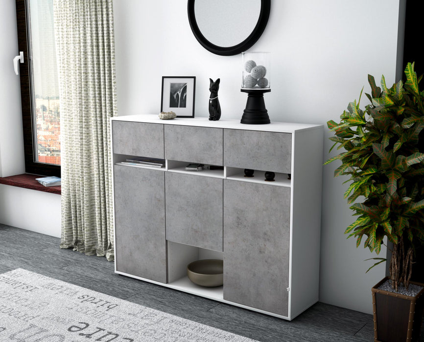 Highboard Natalie, Beton Seite (136x108x35cm) - Stil.Zeit Möbel GmbH