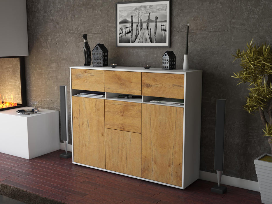 Highboard Neda, Eiche Seite (136x108x35cm) - Stil.Zeit Möbel GmbH