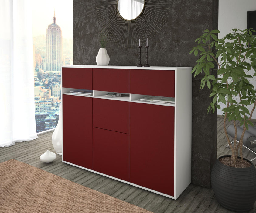 Highboard Neda, Bordeaux Seite (136x108x35cm) - Stil.Zeit Möbel GmbH