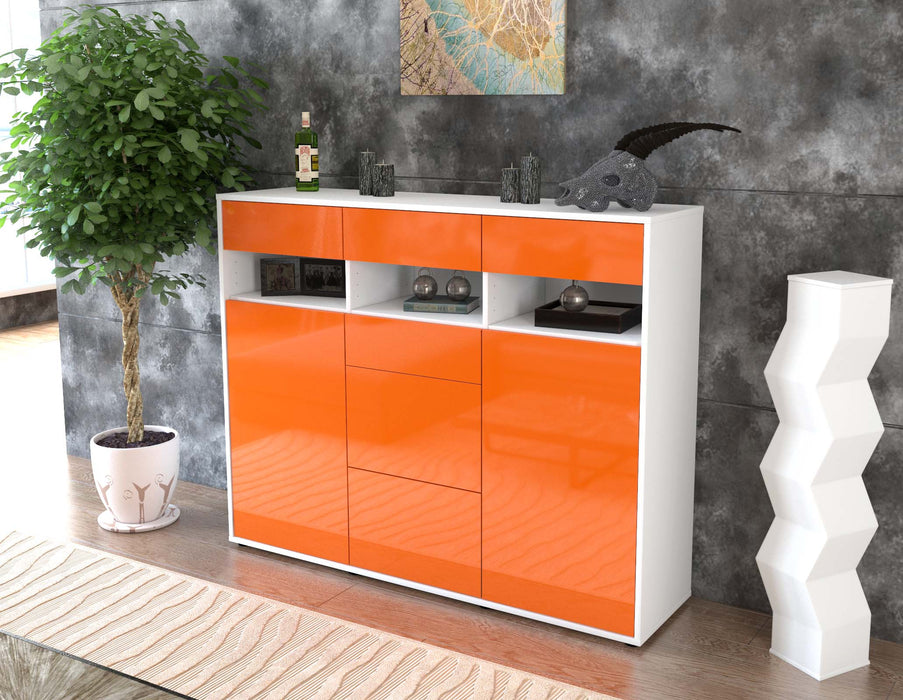 Highboard Ylenia, Orange Seite (136x108x35cm) - Stil.Zeit Möbel GmbH