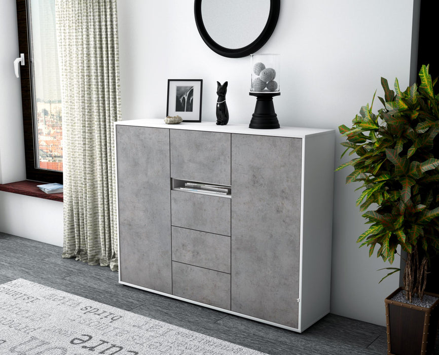 Highboard Nikola, Beton Seite (136x108x35cm) - Stil.Zeit Möbel GmbH