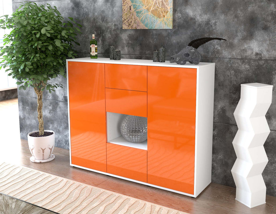 Highboard Nikolina, Orange Seite (136x108x35cm) - Stil.Zeit Möbel GmbH