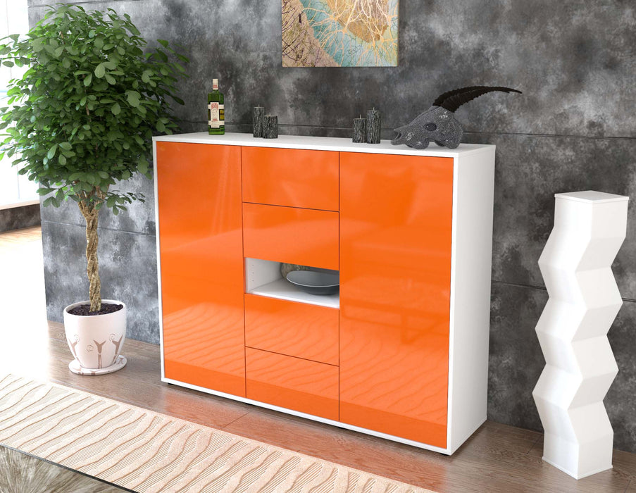 Highboard Noelia, Orange Seite (136x108x35cm) - Stil.Zeit Möbel GmbH