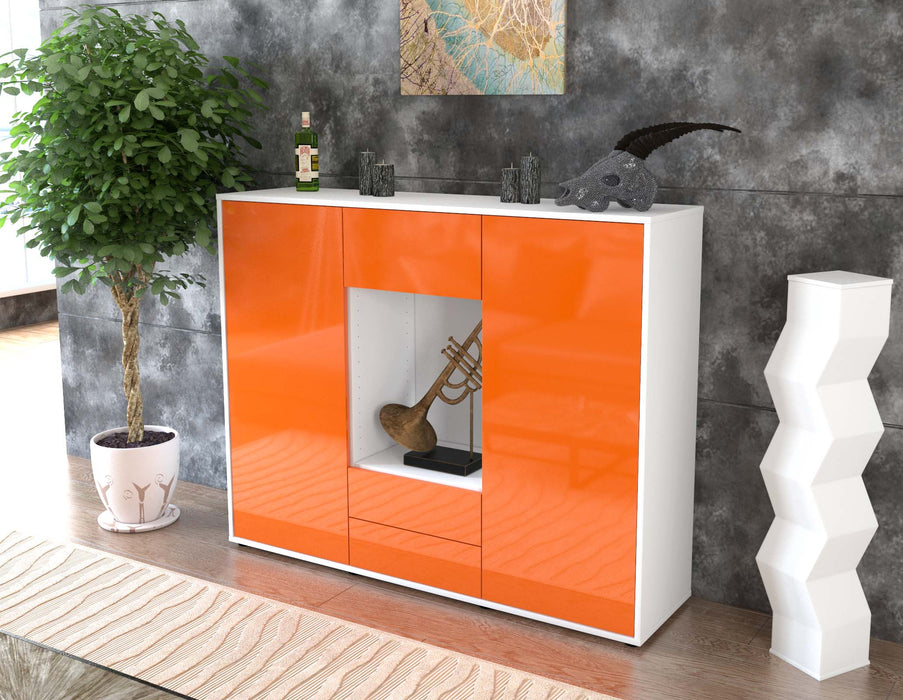 Highboard Norina, Orange Seite (136x108x35cm) - Stil.Zeit Möbel GmbH