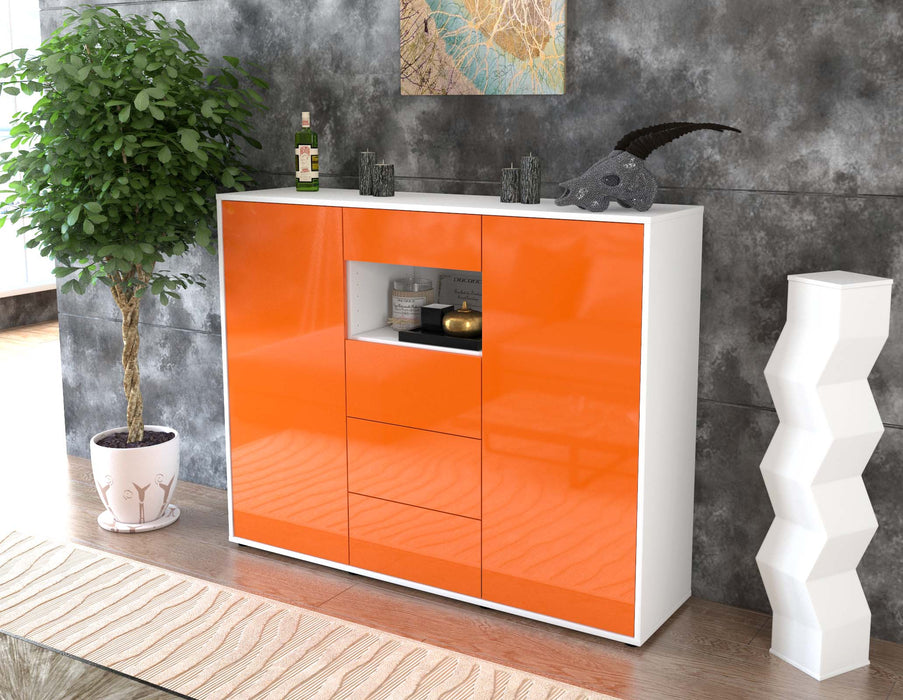 Highboard Ornella, Orange Seite (136x108x35cm) - Stil.Zeit Möbel GmbH