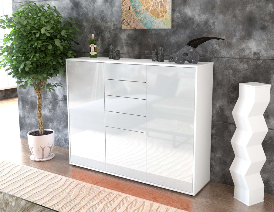 Highboard Patricia, Weiß Seite (136x108x35cm) - Stil.Zeit Möbel GmbH