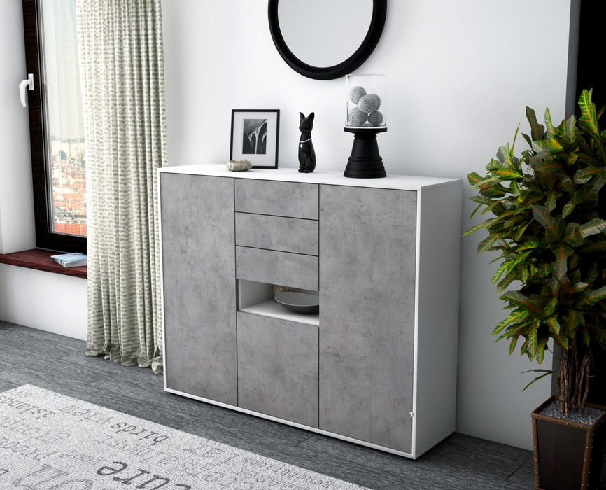 Highboard Paulina, Beton Seite (136x108x35cm) - Stil.Zeit Möbel GmbH