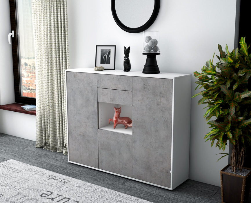 Highboard Penelope, Beton Seite (136x108x35cm) - Stil.Zeit Möbel GmbH