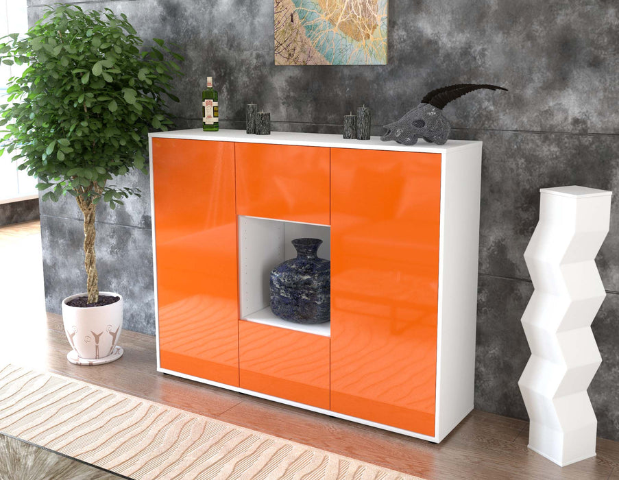 Highboard Priscilla, Orange Seite (136x108x35cm) - Stil.Zeit Möbel GmbH