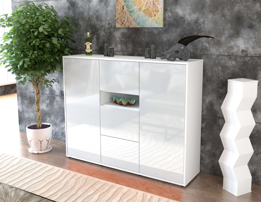 Highboard Quinta, Weiß Seite (136x108x35cm) - Stil.Zeit Möbel GmbH