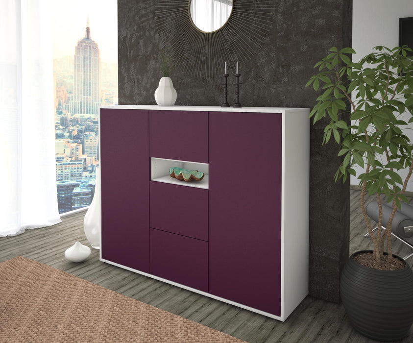 Highboard Quinta, Lila Seite (136x108x35cm) - Stil.Zeit Möbel GmbH