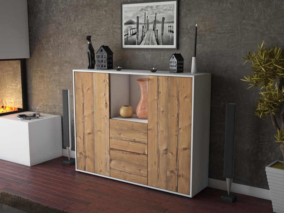 Highboard Rabea, Pinie Seite (136x108x35cm) - Stil.Zeit Möbel GmbH