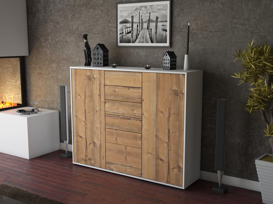 Highboard Ramona, Pinie Seite (136x108x35cm) - Stil.Zeit Möbel GmbH