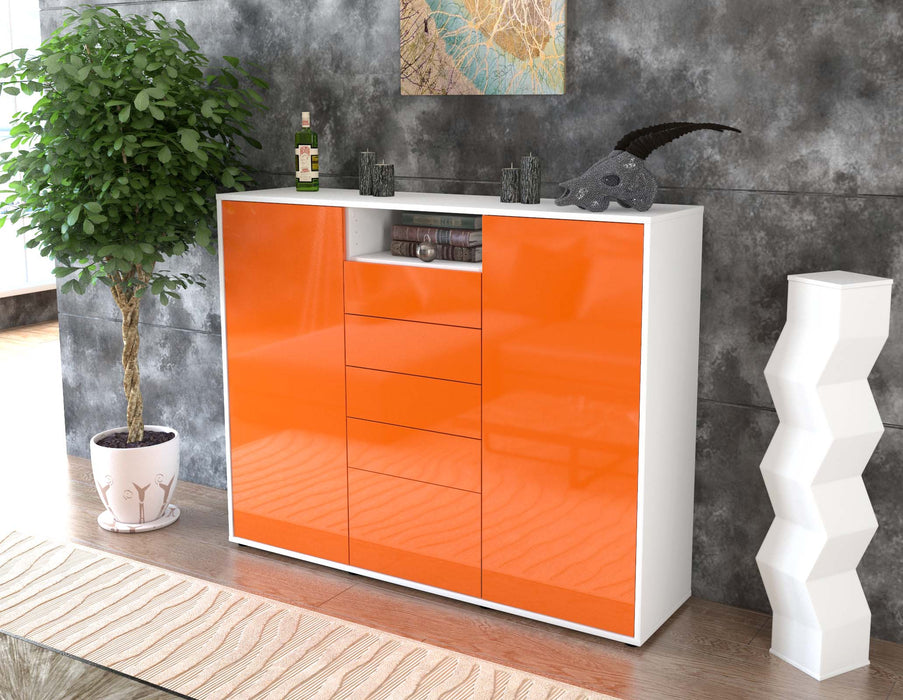 Highboard Ravena, Orange Seite (136x108x35cm) - Stil.Zeit Möbel GmbH