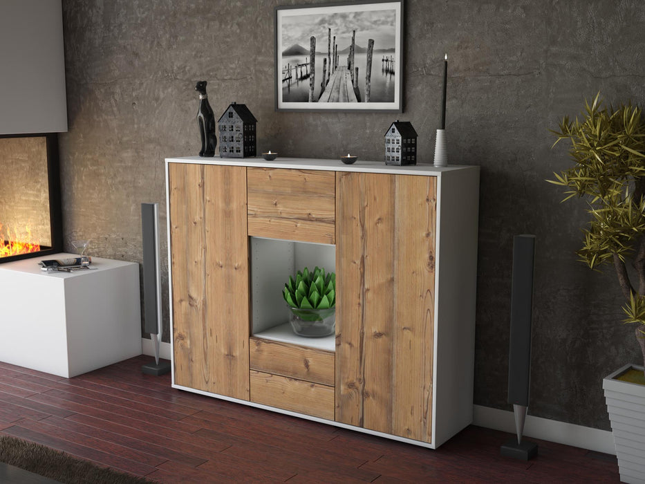 Highboard Rella, Pinie Seite (136x108x35cm) - Stil.Zeit Möbel GmbH