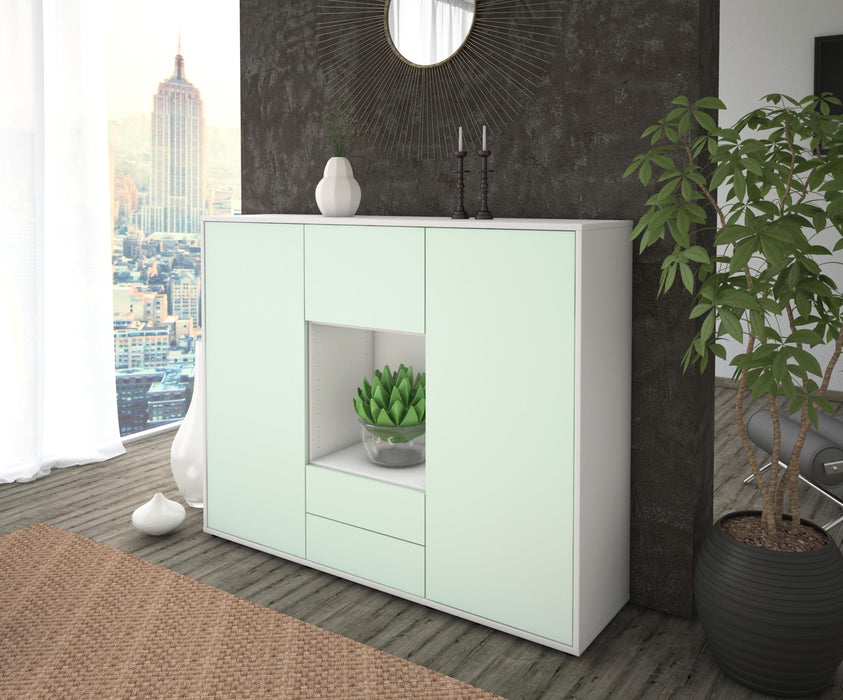 Highboard Rella, Mint Seite (136x108x35cm) - Stil.Zeit Möbel GmbH