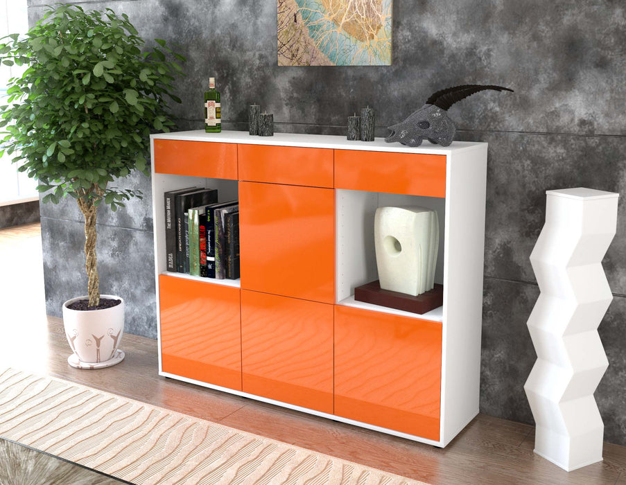 Highboard Selena, Orange Seite (136x108x35cm) - Stil.Zeit Möbel GmbH