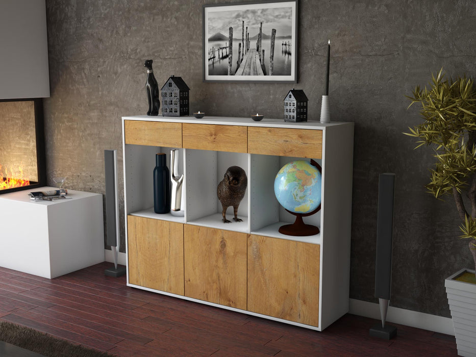 Highboard Selina, Eiche Seite (136x108x35cm) - Stil.Zeit Möbel GmbH