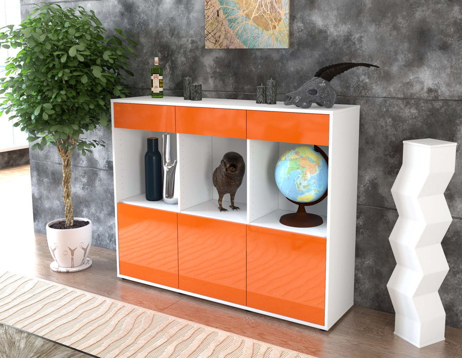 Highboard Selina, Orange Seite (136x108x35cm) - Stil.Zeit Möbel GmbH