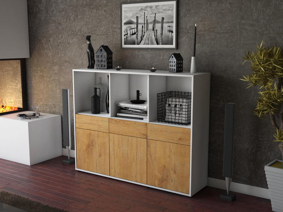 Highboard Selma, Eiche Seite (136x108x35cm) - Stil.Zeit Möbel GmbH