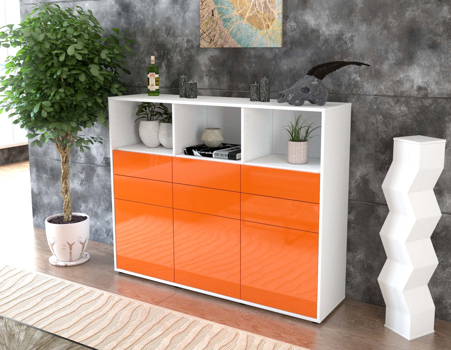Highboard Serenella, Orange Seite (136x108x35cm) - Stil.Zeit Möbel GmbH