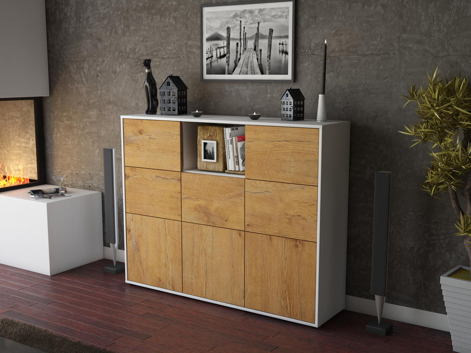 Highboard Simona, Eiche Seite (136x108x35cm) - Stil.Zeit Möbel GmbH