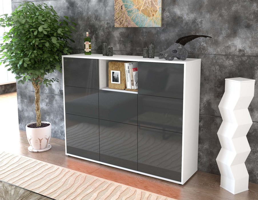 Highboard Simona, Grau Seite (136x108x35cm) - Stil.Zeit Möbel GmbH