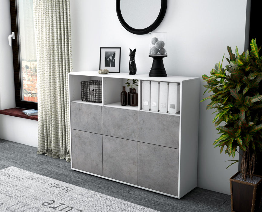 Highboard Sina, Beton Seite (136x108x35cm) - Stil.Zeit Möbel GmbH