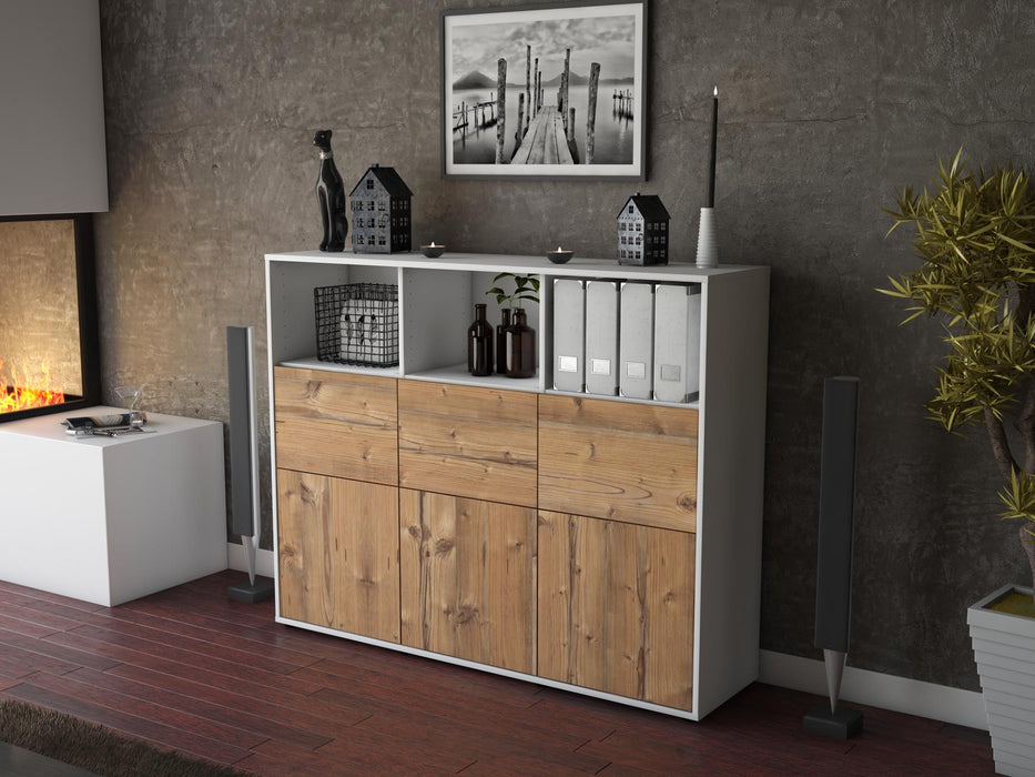 Highboard Sina, Pinie Seite (136x108x35cm) - Stil.Zeit Möbel GmbH