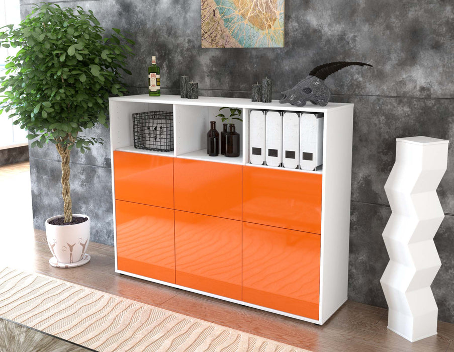 Highboard Sina, Orange Seite (136x108x35cm) - Stil.Zeit Möbel GmbH