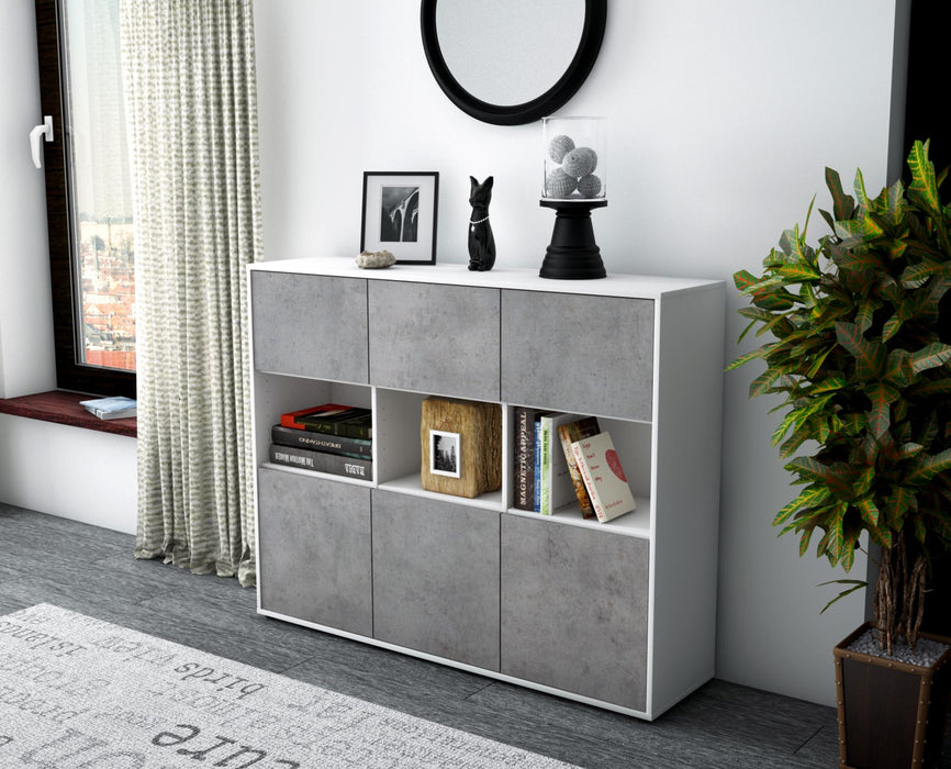 Highboard Sira, Beton Seite (136x108x35cm) - Stil.Zeit Möbel GmbH