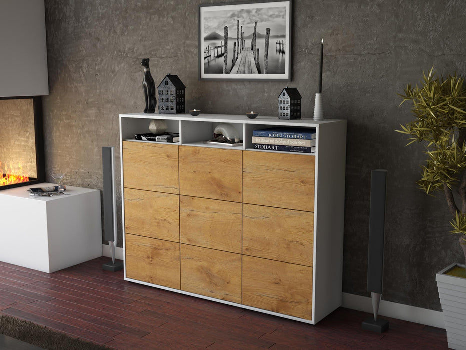 Highboard Sofia, Eiche Seite (136x108x35cm) - Stil.Zeit Möbel GmbH