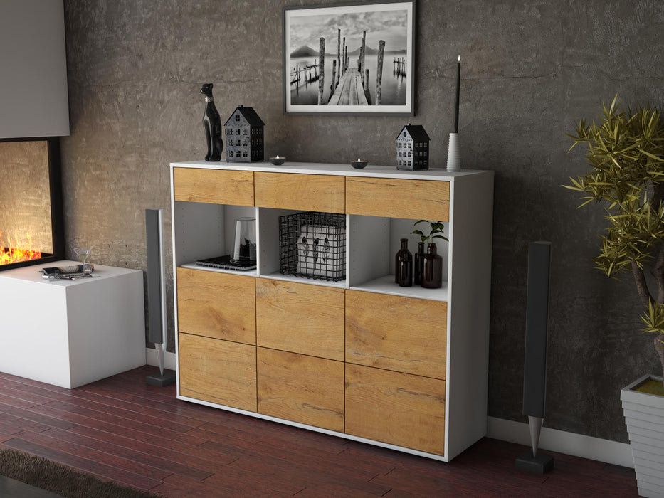 Highboard Stella, Eiche Seite (136x108x35cm) - Stil.Zeit Möbel GmbH