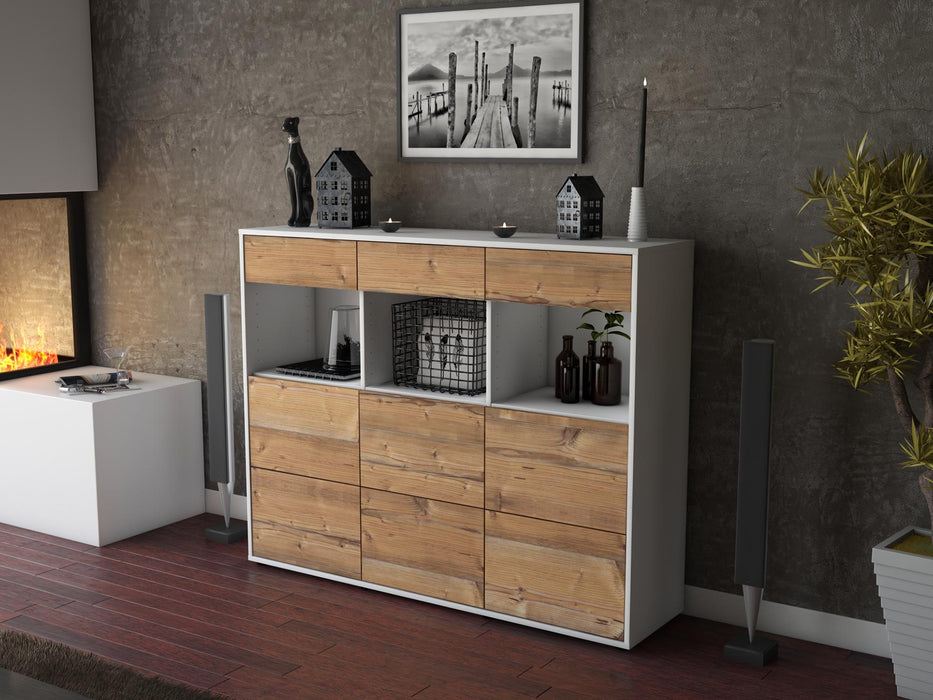 Highboard Stella, Pinie Seite (136x108x35cm) - Stil.Zeit Möbel GmbH