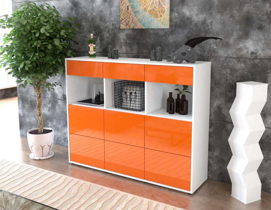 Highboard Stella, Orange Seite (136x108x35cm) - Stil.Zeit Möbel GmbH