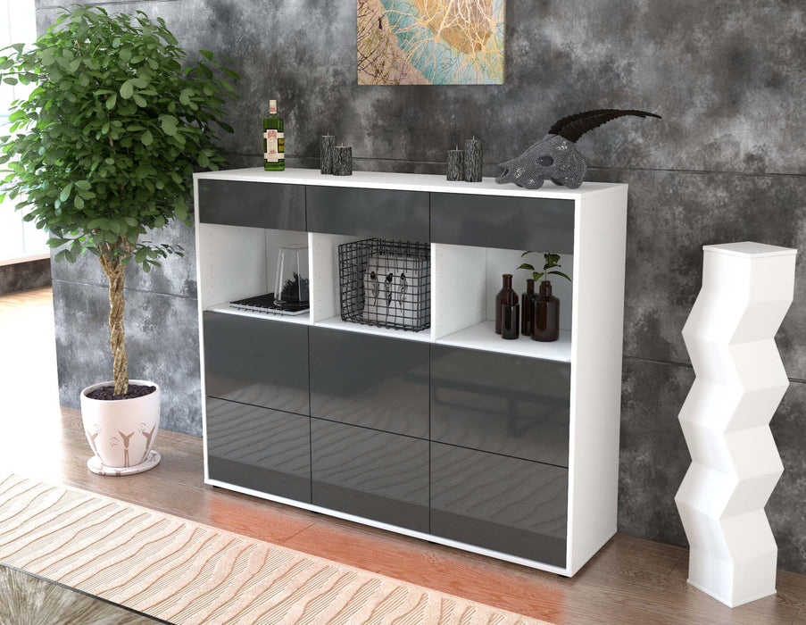 Highboard Stella, Grau Seite (136x108x35cm) - Stil.Zeit Möbel GmbH