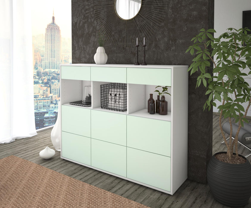 Highboard Stella, Mint Seite (136x108x35cm) - Stil.Zeit Möbel GmbH