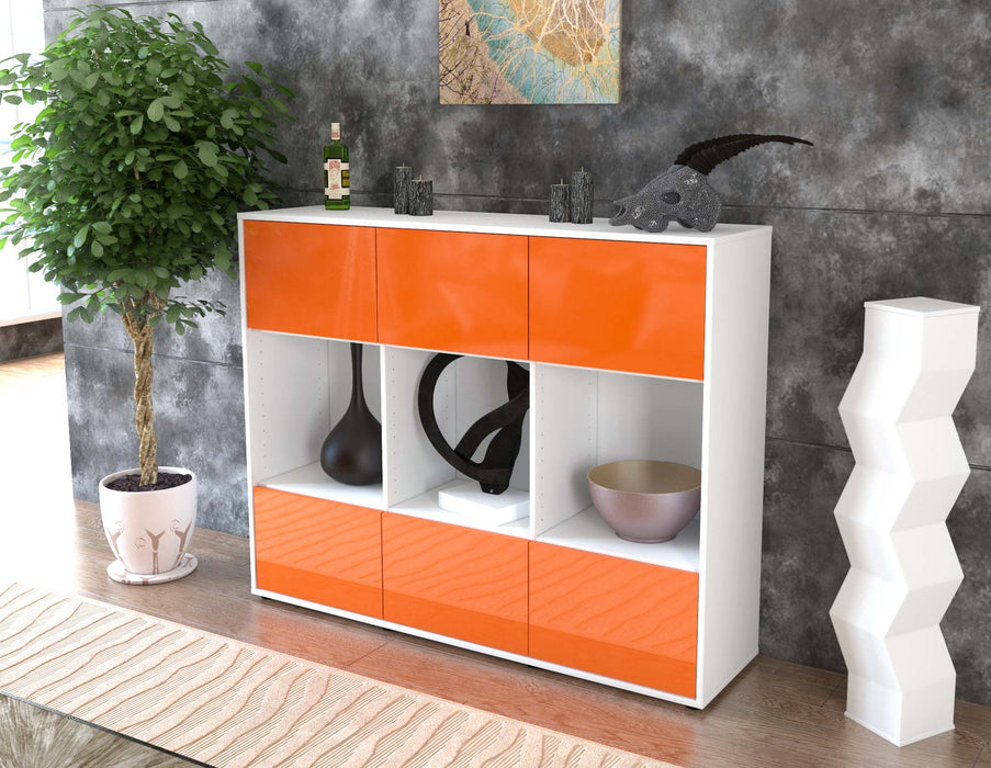 Highboard Suna, Orange Seite (136x108x35cm) - Stil.Zeit Möbel GmbH