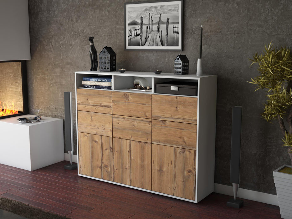 Highboard Tatiana, Pinie Seite (136x108x35cm) - Stil.Zeit Möbel GmbH