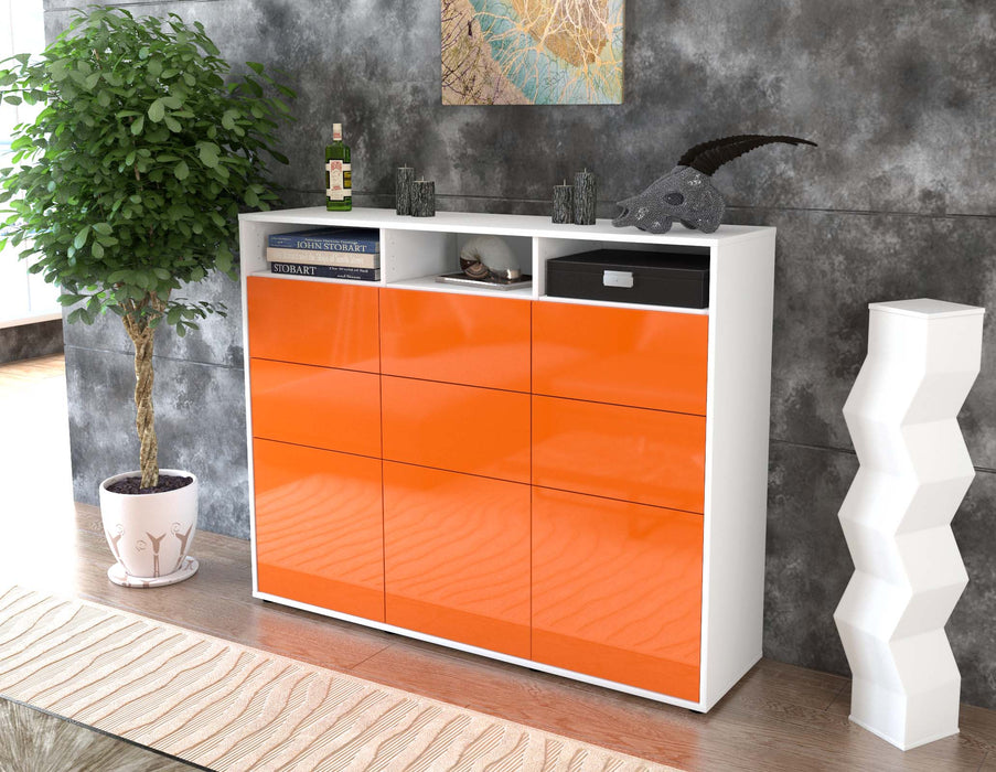 Highboard Tatiana, Orange Seite (136x108x35cm) - Stil.Zeit Möbel GmbH