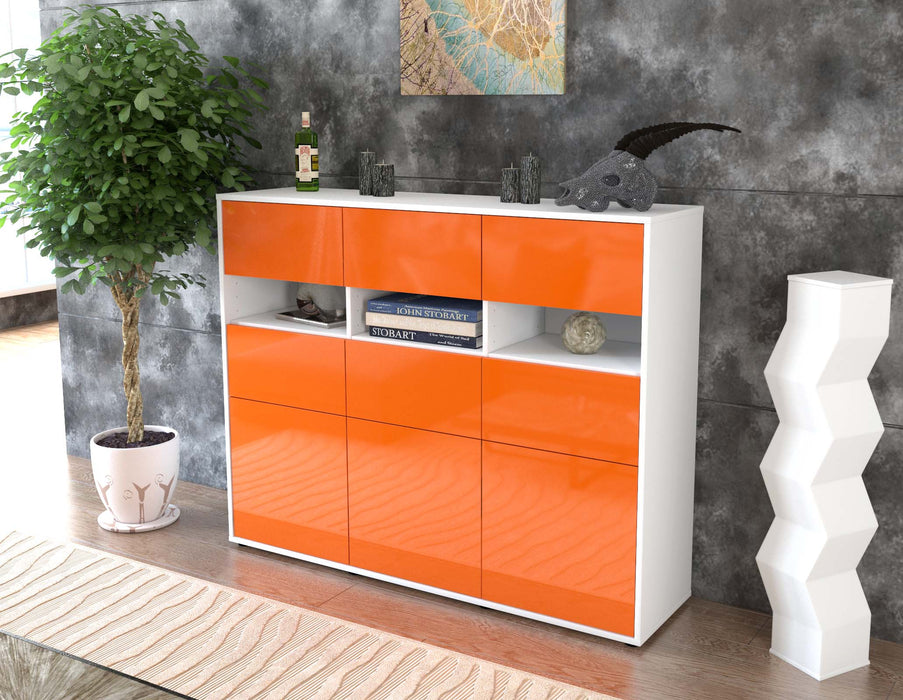 Highboard Teresa, Orange Seite (136x108x35cm) - Stil.Zeit Möbel GmbH